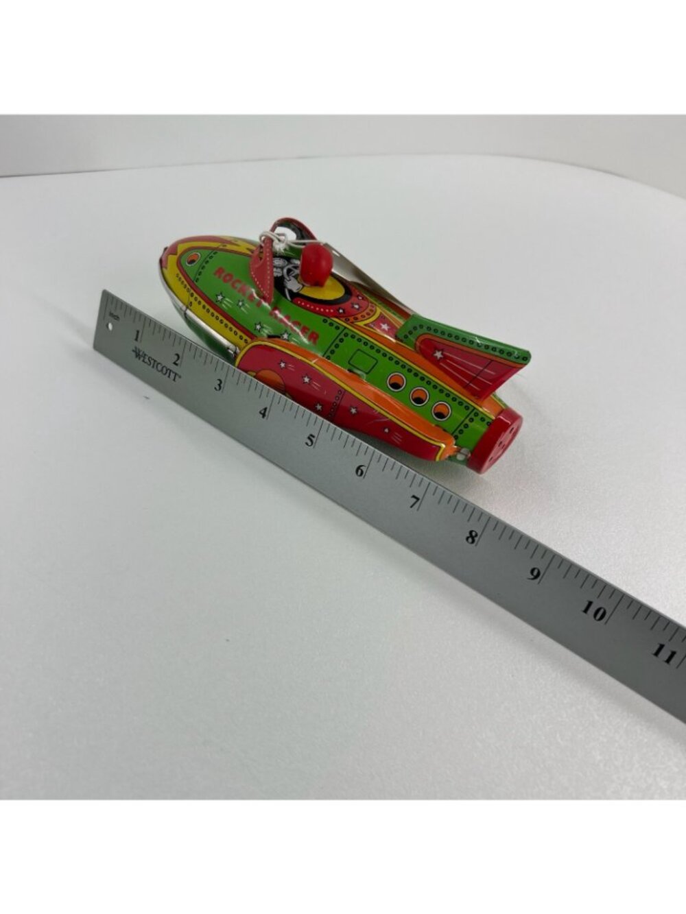 Schylling Rocket Racer Tin Wind Up Toy with Box Clearwire Promo Space Ship Green - Picture 11 of 14
